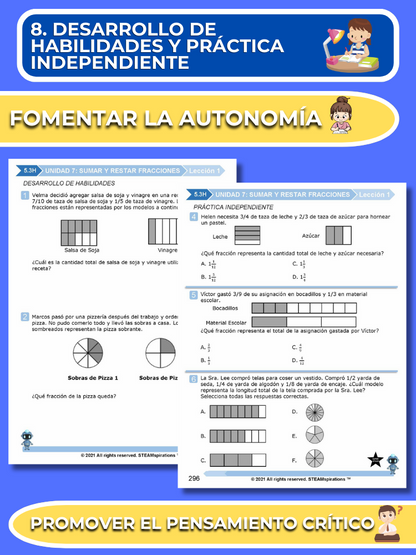 ¡Mathtástico! 5to Grado Unidad 7: SUMAR Y RESTAR FRACCIONES - Libro Electrónico