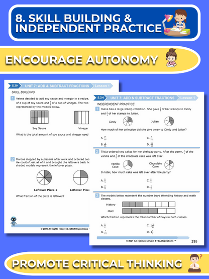 Mathtastico! 5th Grade Math Bundle Unit 7 Add & Subtract Fractions - E-Book