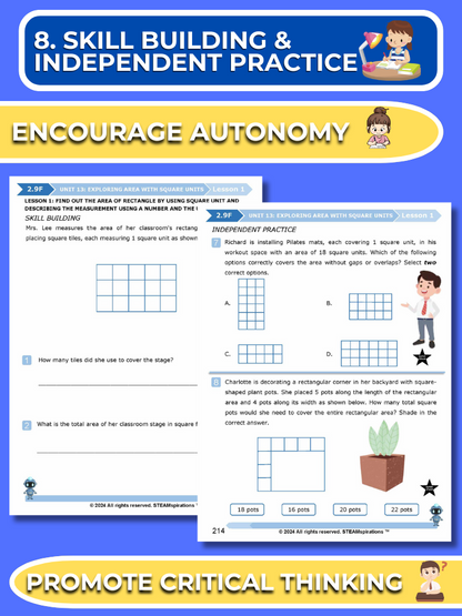 Mathtastico! 2nd Grade Math Bundle Unit 13 Exploring Area with Square Units - E-Book