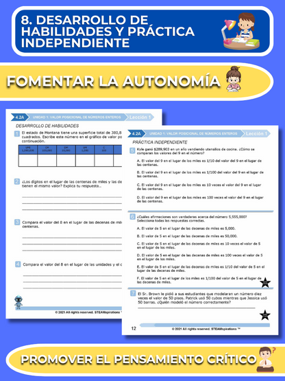 ¡Mathtástico! 4to Grado Unidad 1: VALOR POSICIONAL DE LOS NÚMEROS ENTEROS - Libro Electrónico