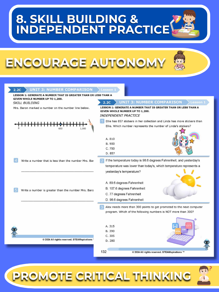 Mathtastico! 2nd Grade Math Bundle Unit 3 Number Comparisons - E-Book