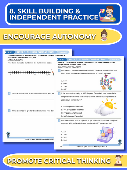 Mathtastico! 2nd Grade Math Bundle Unit 3 Number Comparisons - E-Book