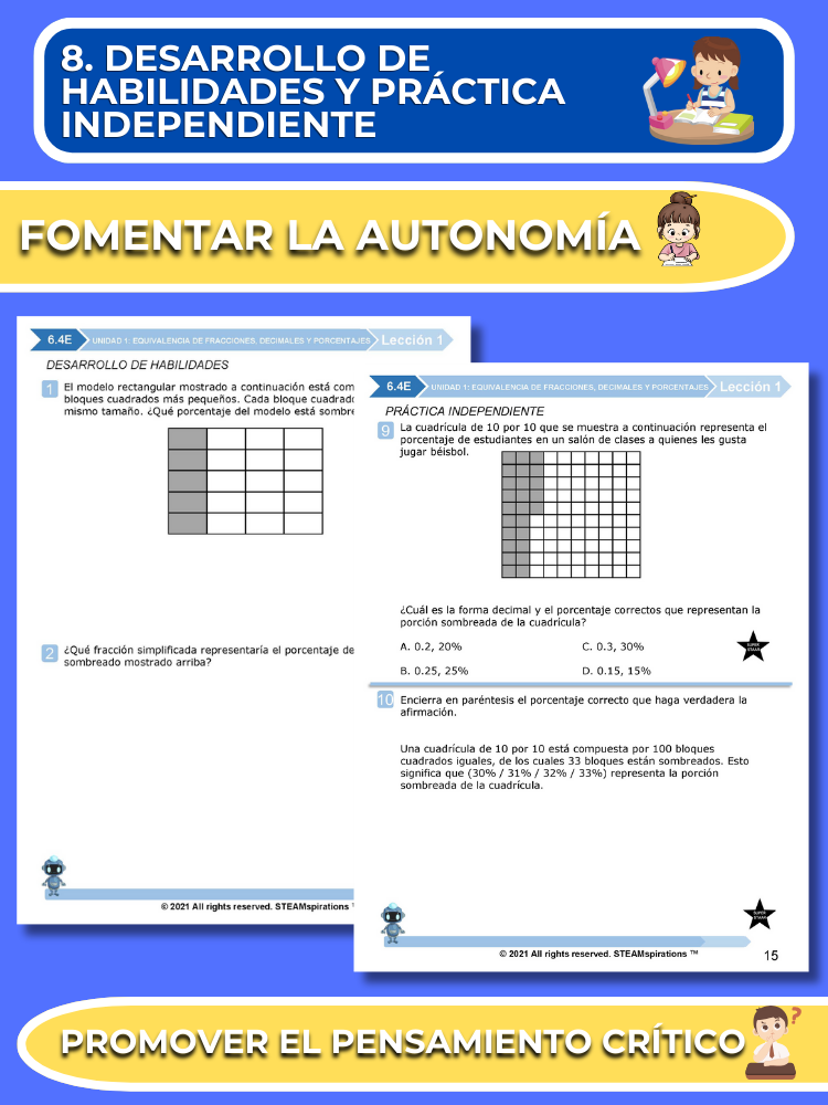 ¡Mathtástico! 6to Grado Unidad 1: Equivalencia de Fracciones, Decimales y Porcentajes - Libro Electrónico