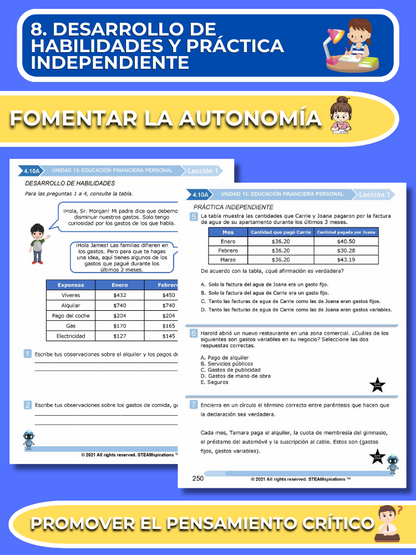 ¡Mathtástico! 4to Grado Unidad 13: EDUCACIÓN FINANCIERA PERSONAL - Libro Electrónico