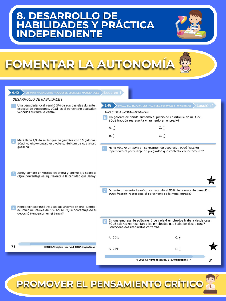 ¡Mathtástico! 6to Grado Unidad 2: Aplicación de Fracciones, Decimales y Porcentajes - Libro Electrónico