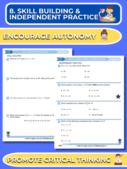 Mathtastico! 6th Math Bundle Unit 8 Equations & Inequalities - E-Book