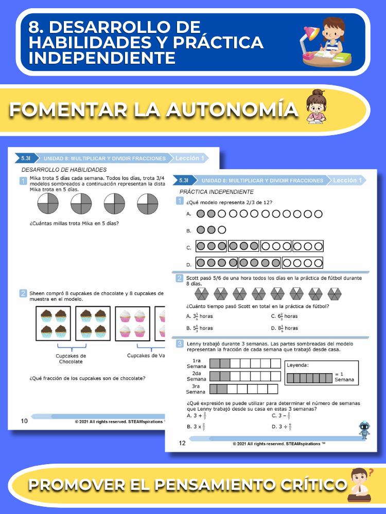 ¡Mathtástico! 5to Grado Unidad 8: MULTIPLICAR Y DIVIDIR FRACCIONES - Libro Electrónico