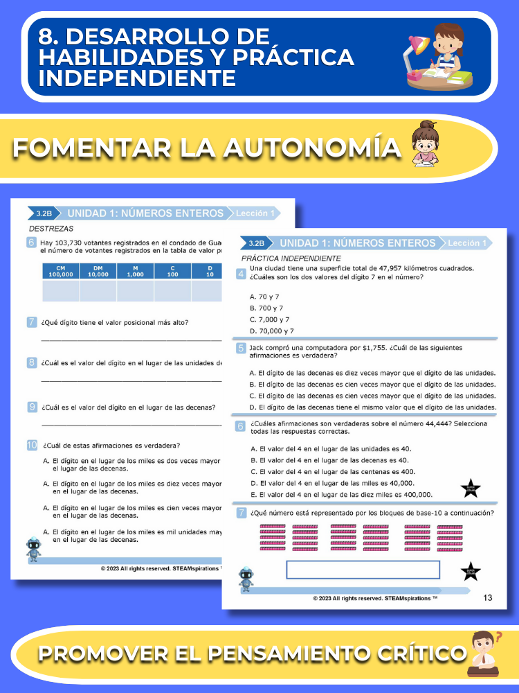 ¡Mathtástico! Paquete de Matemáticas de 3er Grado Unidad 1: NÚMEROS ENTEROS - Libro Electrónico