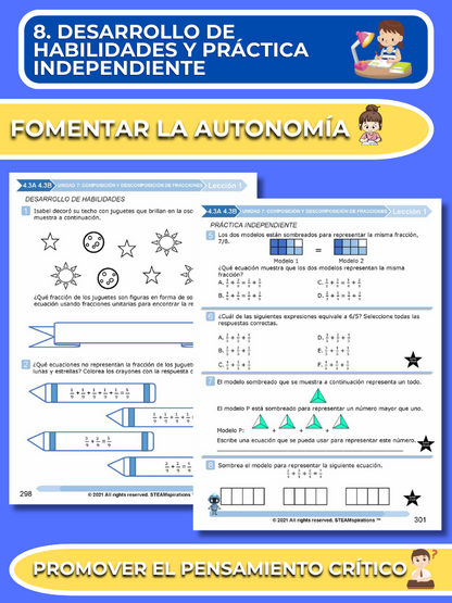 ¡Mathtástico! 4to Grado Unidad 7: COMPOSICIÓN Y DESCOMPOSICIÓN DE FRACCIONES - Libro Electrónico