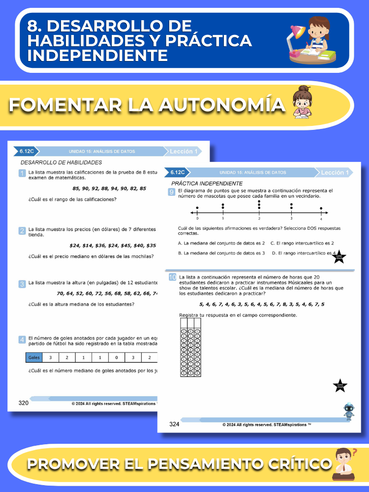 ¡Mathtástico! 6to Grado Unidad 15: Análisis De Datos- Libro Electrónico