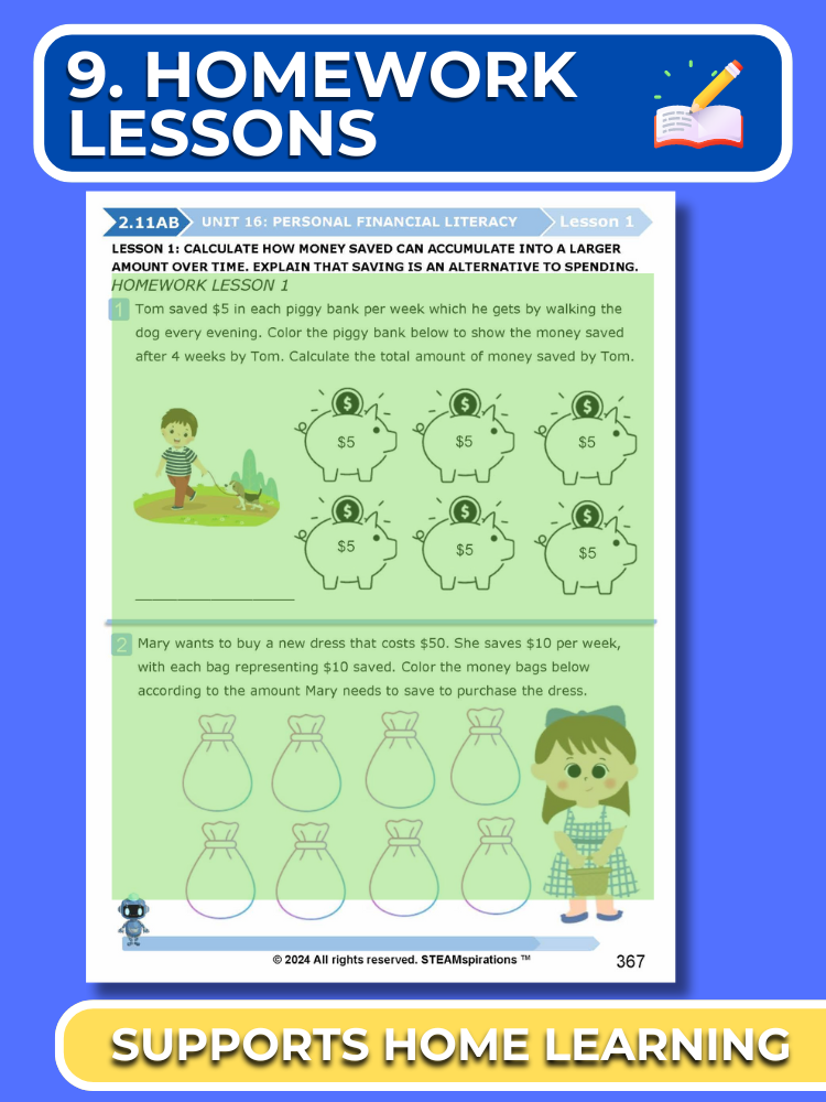 Mathtastico! 2nd Grade Math Bundle Unit 16 Personal Financial Literacy - E-Book