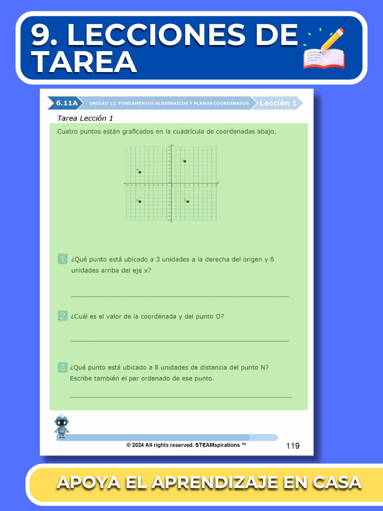 ¡Mathtástico! 6to Grado Unidad 12: Fundamentos Algebraicos y Planos De Coordenad- Libro Electrónico