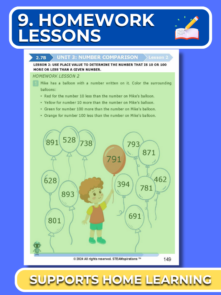 Mathtastico! 2nd Grade Math Bundle Unit 3 Number Comparisons - E-Book