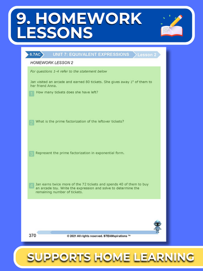 Mathtastico! 6th Math Bundle Unit 7 Equivalent Expressions - E-Book