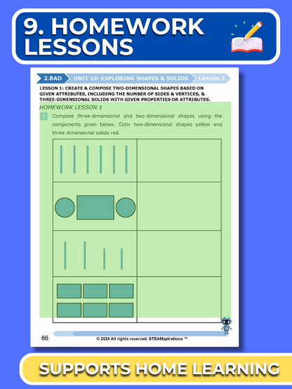 Mathtastico! 2nd Grade Math Bundle Unit 10 Exploring Shapes & Solids - E-Book