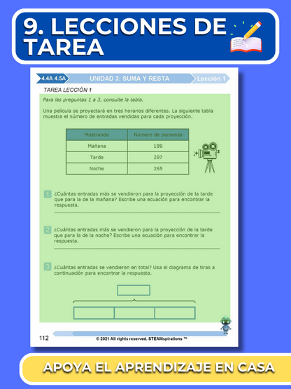 ¡Mathtástico! Paquete de Matemáticas de 4to Grado Unidad 3: SUMAS Y RESTAS - Libro Electrónico