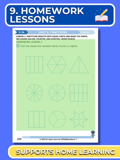 Mathtastico! 2nd Grade Math Bundle Unit 6 Fractions - E-Book