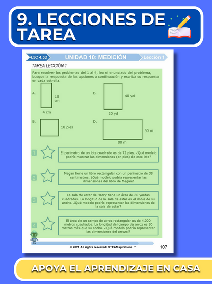 ¡Mathtástico! Paquete de Matemáticas de 4to Grado Unidad 10: Medición - Libro Electrónico