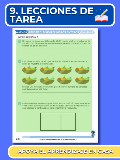 ¡Mathtástico! 4to Grado Unidad 5: DIVIDIR NÚMEROS ENTEROS - Libro Electrónico