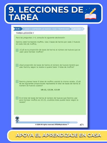 ¡Mathtástico! 6to Grado Unidad 9: Comprender Las Razones, Tasas y Proporciones - Libro Electrónico