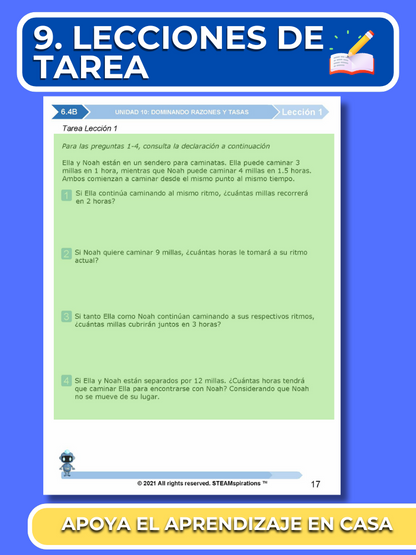 ¡Mathtástico! 6to Grado Unidad 10: Dominar Razones y Tasas - Libro Electrónico