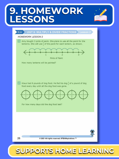 Mathtastico! 5th Grade Math Bundle Unit 8 Multiply & Divide Fractions - E-Book