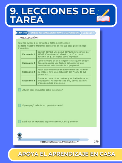 ¡Mathtástico! 5to Grado Unidad 12: EDUCACIÓN FINANCIERA PERSONAL - Libro Electrónico