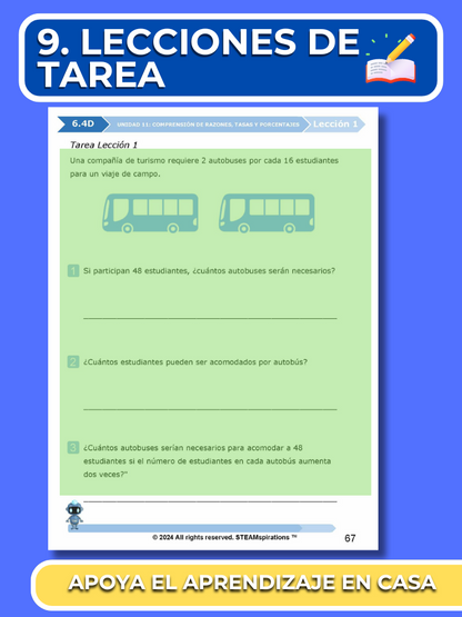 ¡Mathtástico! 6to Grado Unidad 11: Entendiendo Razones, Tasas y Porcentajes- Libro Electrónico