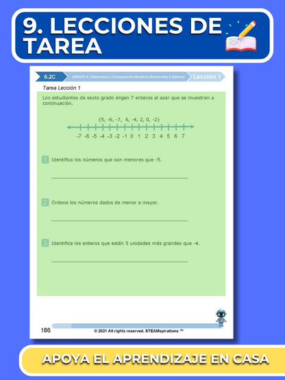 ¡Mathtástico! 6to Grado Unidad 4: Ordenando y Comparando Números Racionales e Enteros - Libro Electrónico