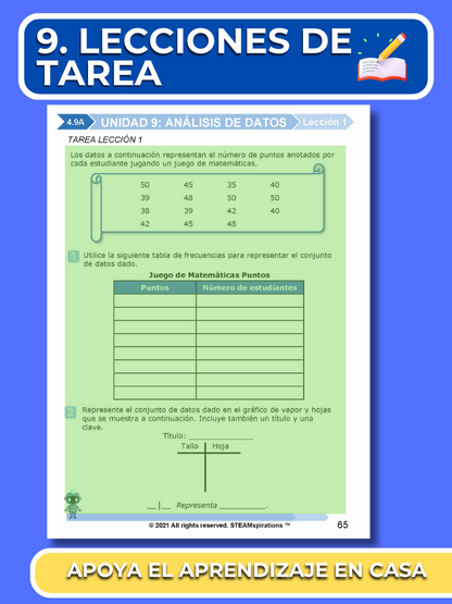 ¡Mathtástico! Paquete de Matemáticas de 4to Grado Unidad 9: ANÁLISIS DE DATOS - Libro Electrónico
