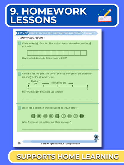 Mathtastico! 4th Grade Math Bundle Unit 8 Adding & Subtracting Fractions - E-Book