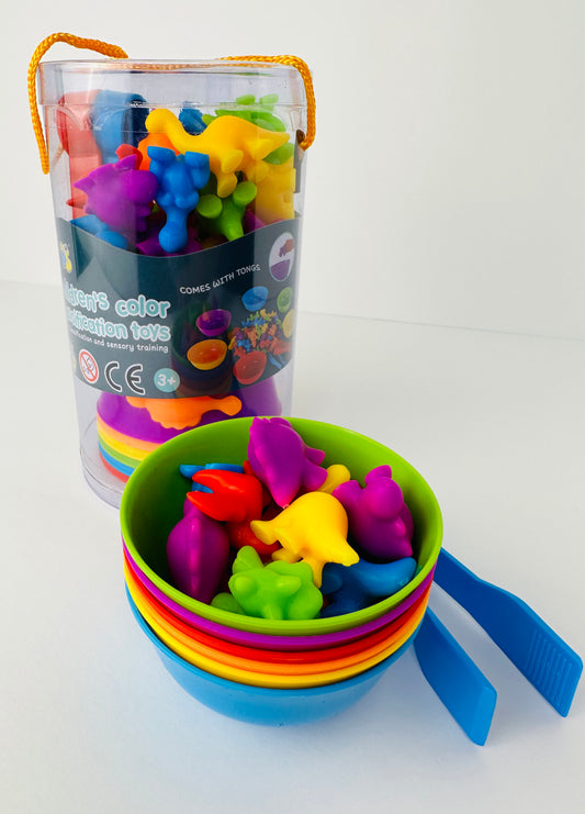 Engaging Kids Rainbow Colored Dinosaur Counting Set