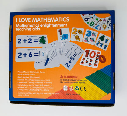 Montessori Mathematics Game | Wooden Number Counting Stick & Calculation Cards | Preschool Learning Toy