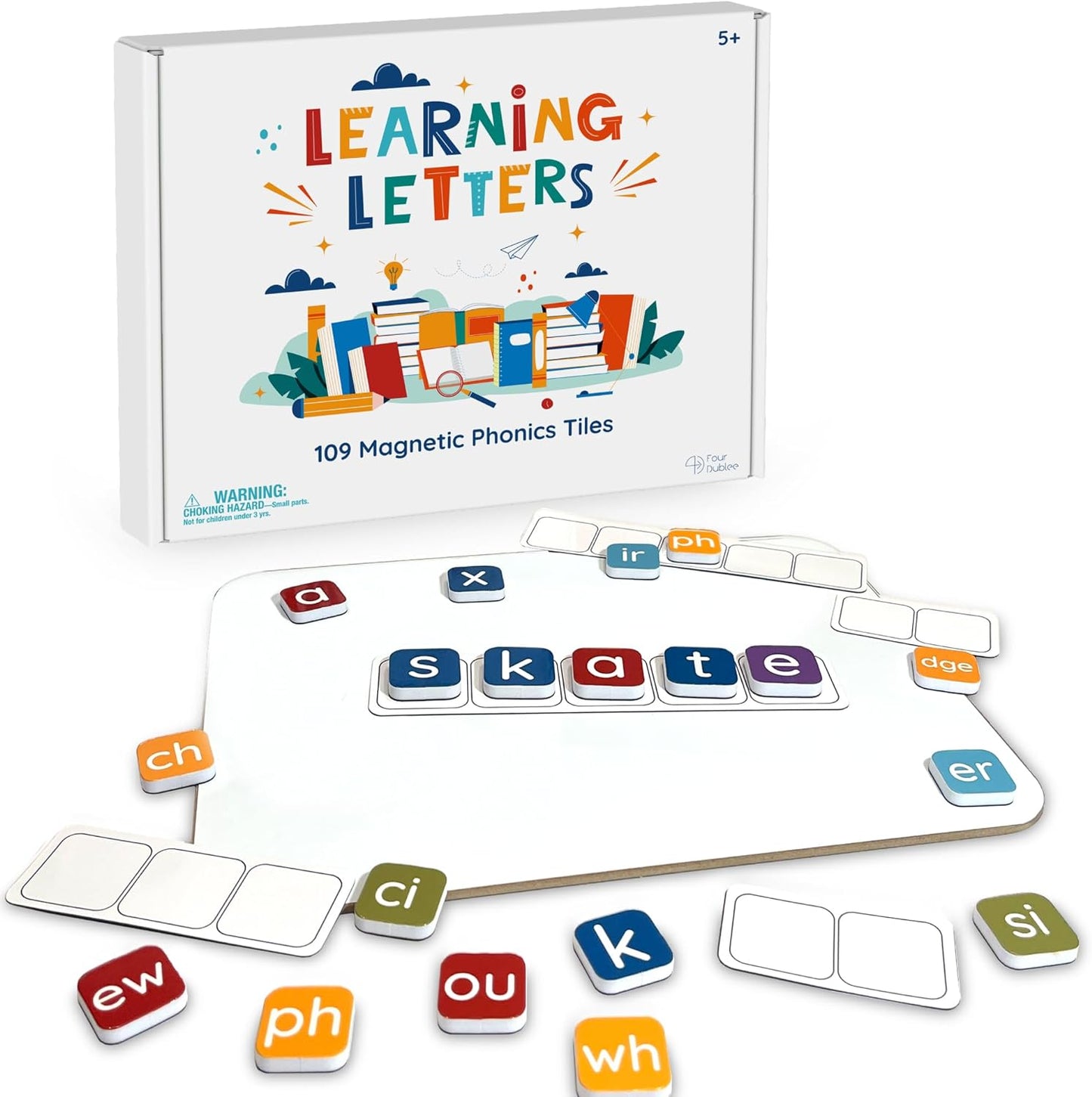 Dublee Phonics Letter Set - 109 Magnetic Letters with Spelling Board, Sound Boxes, Organizer Bags, and Storage Case