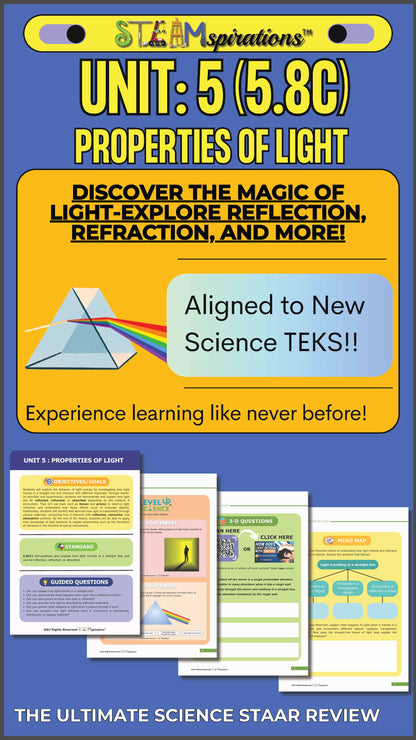 5th Grade Unit 5 – Properties of Light – STEAMspirations Level Up 2.0