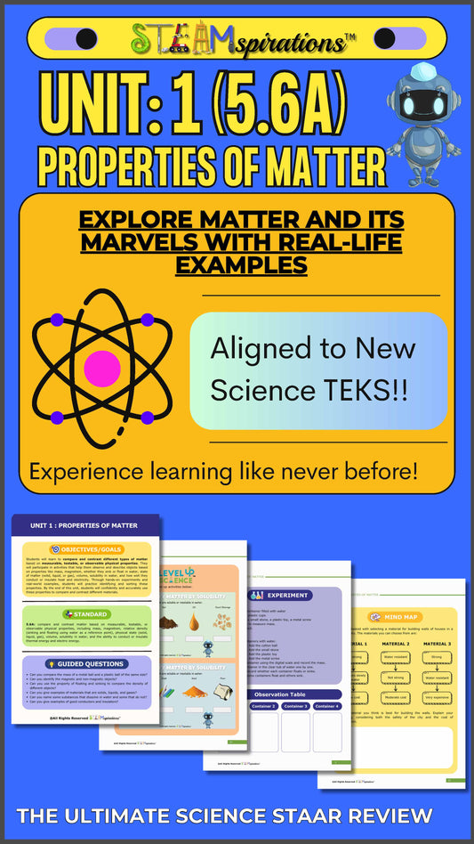 5th Grade Unit 1 – Properties of Matter – STEAMspirations Level Up 2.0