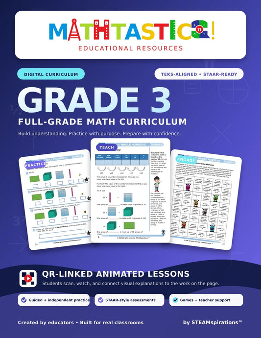 Mathtastico Grade 3 multi-unit math curriculum cover