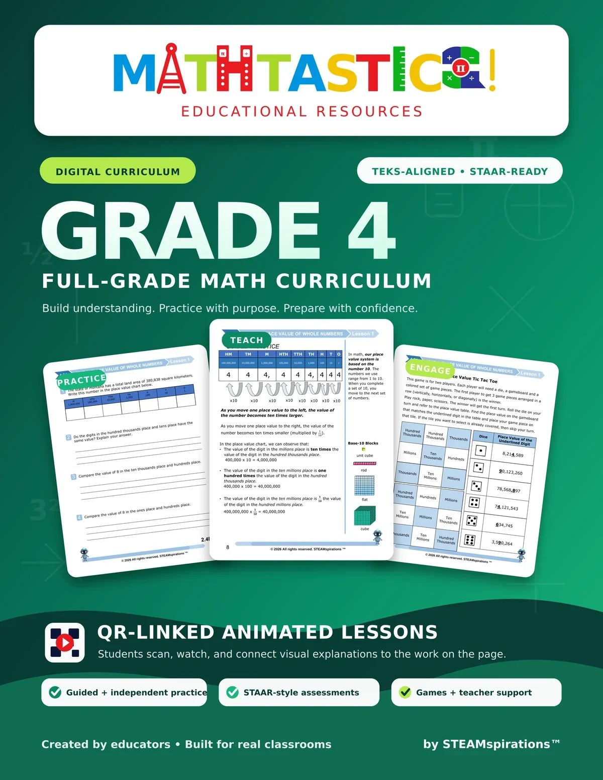 Mathtastico Grade 4 multi-unit math curriculum cover